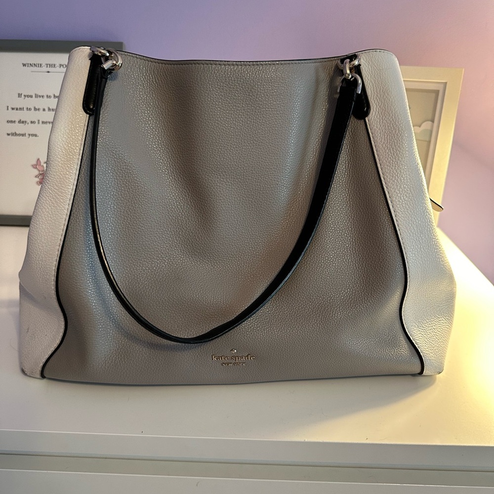 Used Kate Spade White and Grey Triple Compartment Bag